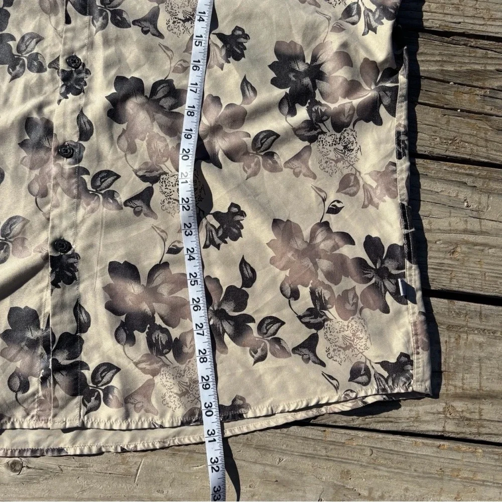 Stacy Adams Beige Floral Short Sleeve Button-Down Hawaiian Shirt - Picture 7 of 10
